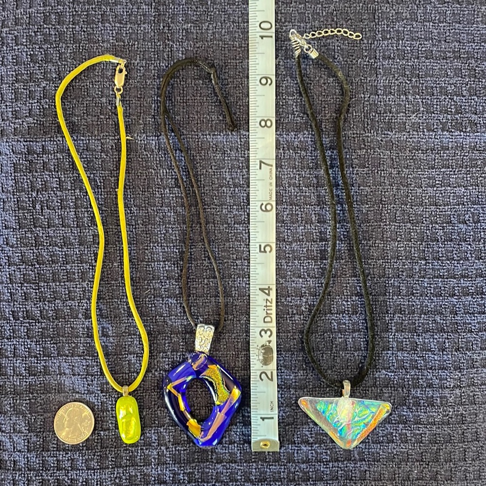 Set of 3 glass art necklaces
